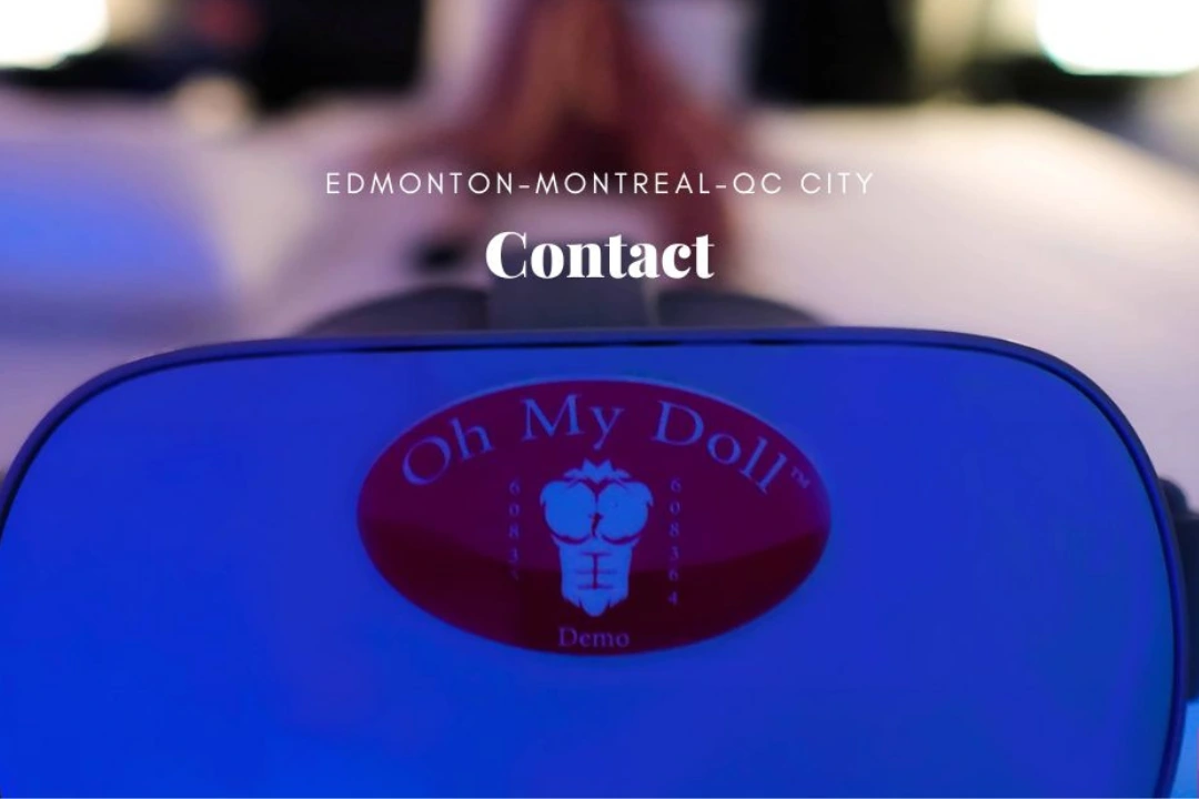 Image d'en-tête de contact représentant une salle de jeux érotique Ohmydoll équipée d'un casque de réalité virtuelle et d'une escort girl nue