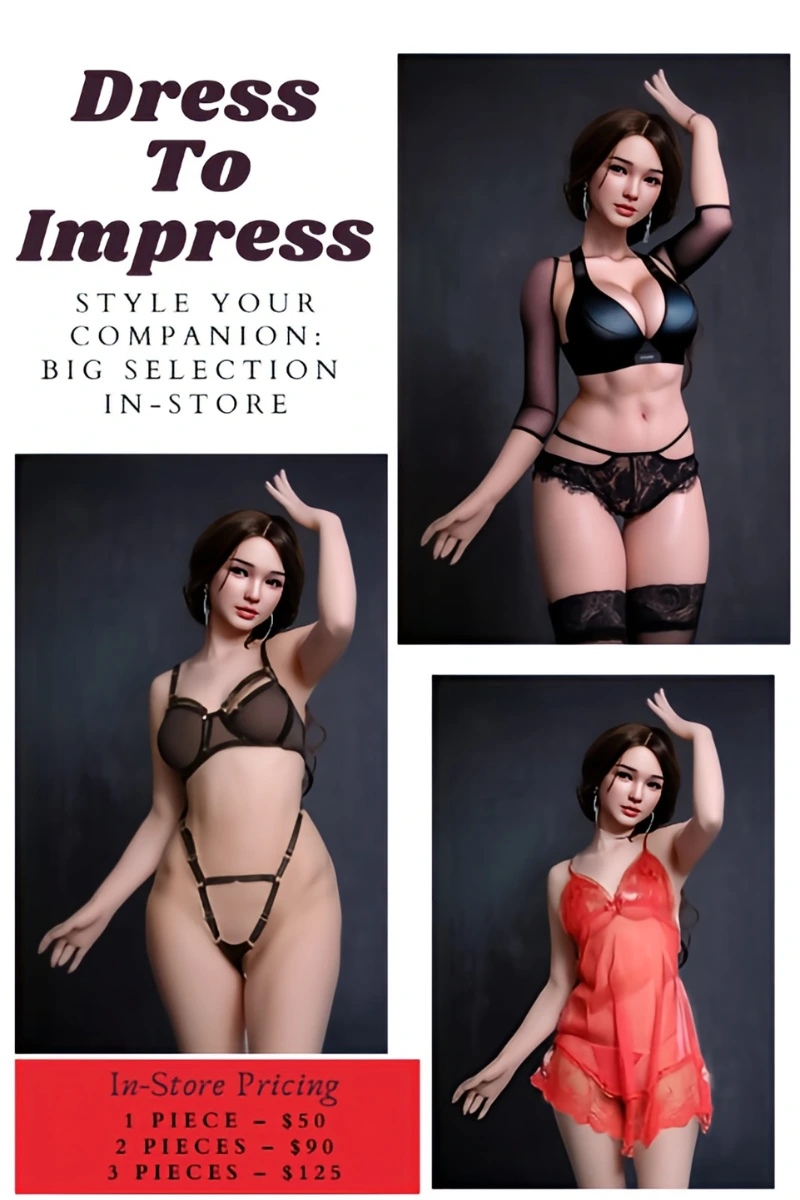 Poupée sexuelle élégante en robe stylée et pose nue – compagnes en silicone réalistes haut de gamme disponibles au Canada.